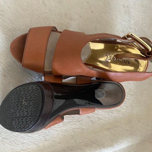 Michael Kors Carla Cognac Brown Platform Heels - Picture 6 of 7